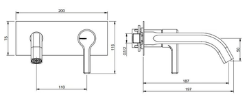 AURELIA - 2 hole wall-mounted brass washbasin mixer by Rubinetterie Treemme - view 3